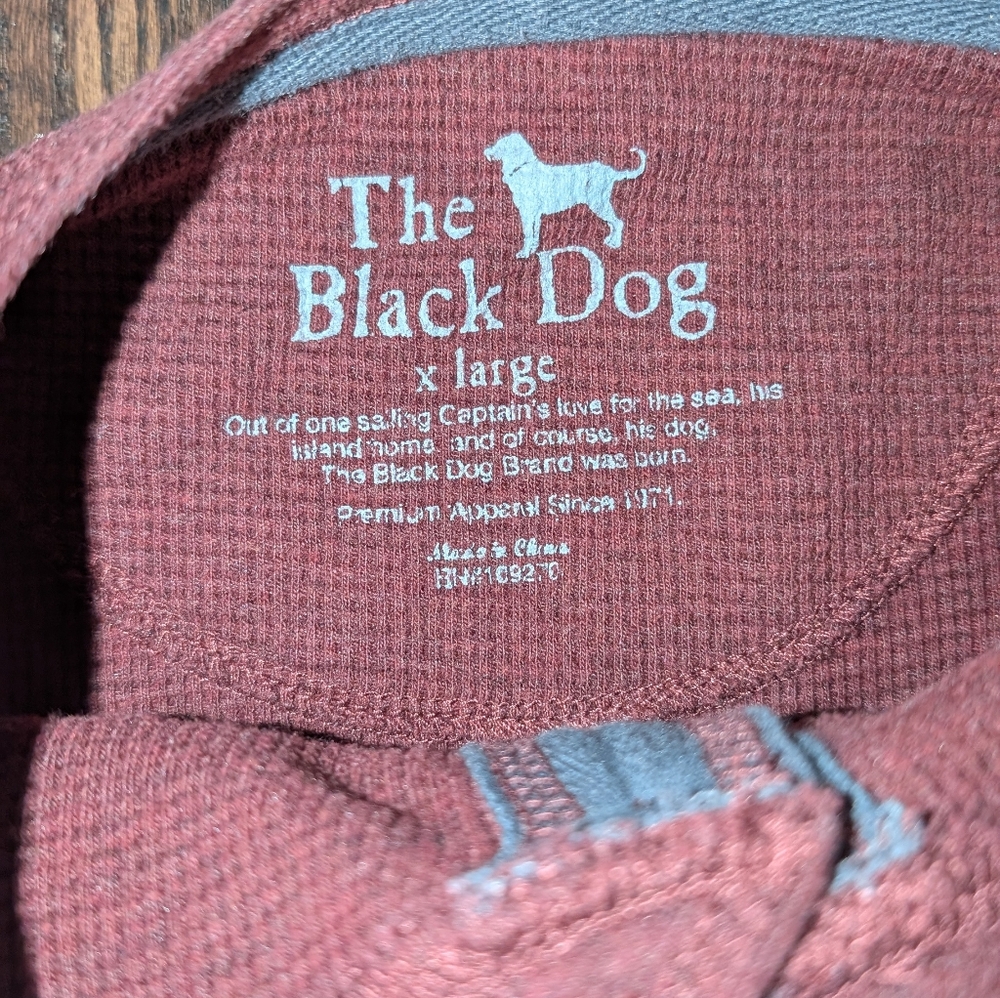 The Black Dog Thick Thermal Henley In Dark Red - Picture 6 of 8